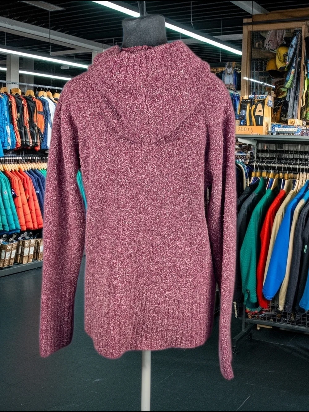 Columbia Purple Knit Hooded Pullover Chunky  Sweater Long‎ Sleeve Women's L